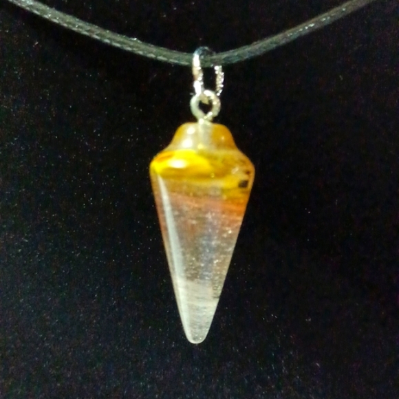 Volcano cherry quartz pendant necklace charm pendulum handmade jewelry gem - Picture 4 of 4